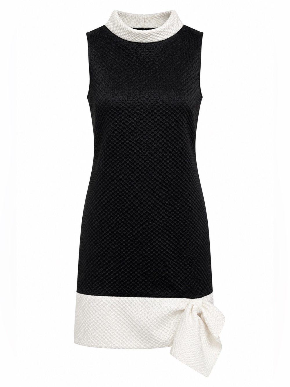 Vintage Bow Shift Dress Size 8 Mod Retro Carol Peretz Black & White